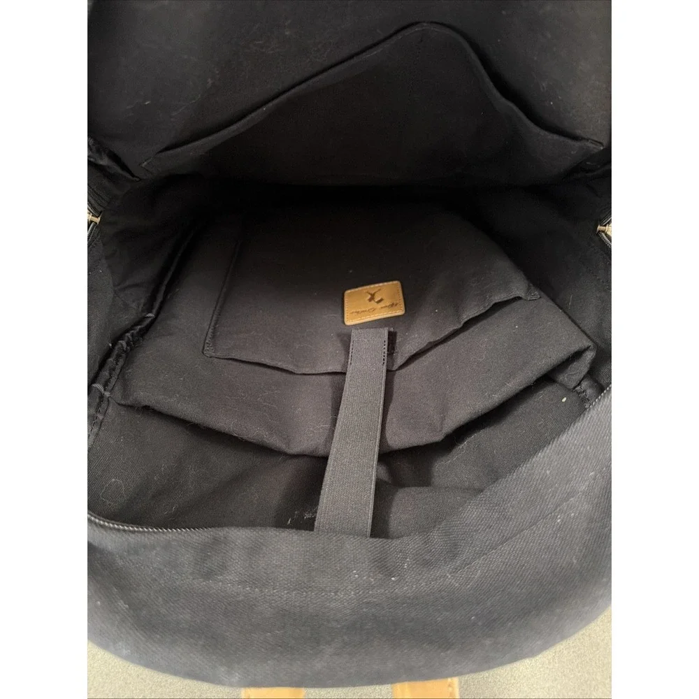 Baseballism Black/ Tan Glove Leather Canvas Backpack Computer Bag